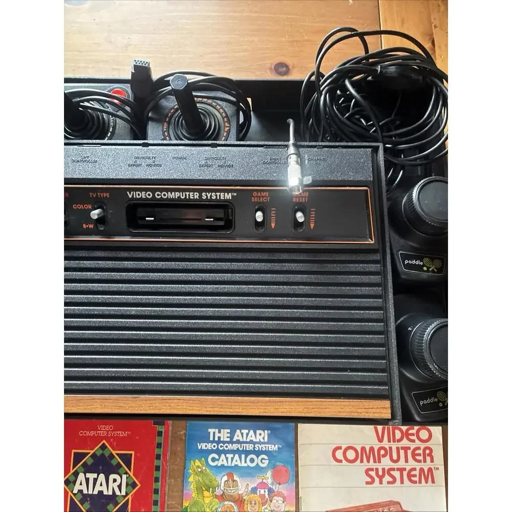 Atari 2600a Console Woodgrain Controller Games & Hartzell Organizer Works